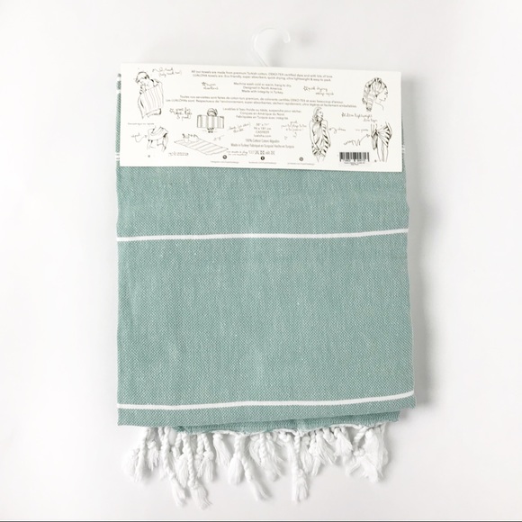 Turkish Beach Towel, Wrap, or Blanket Sage Green - Picture 4 of 5